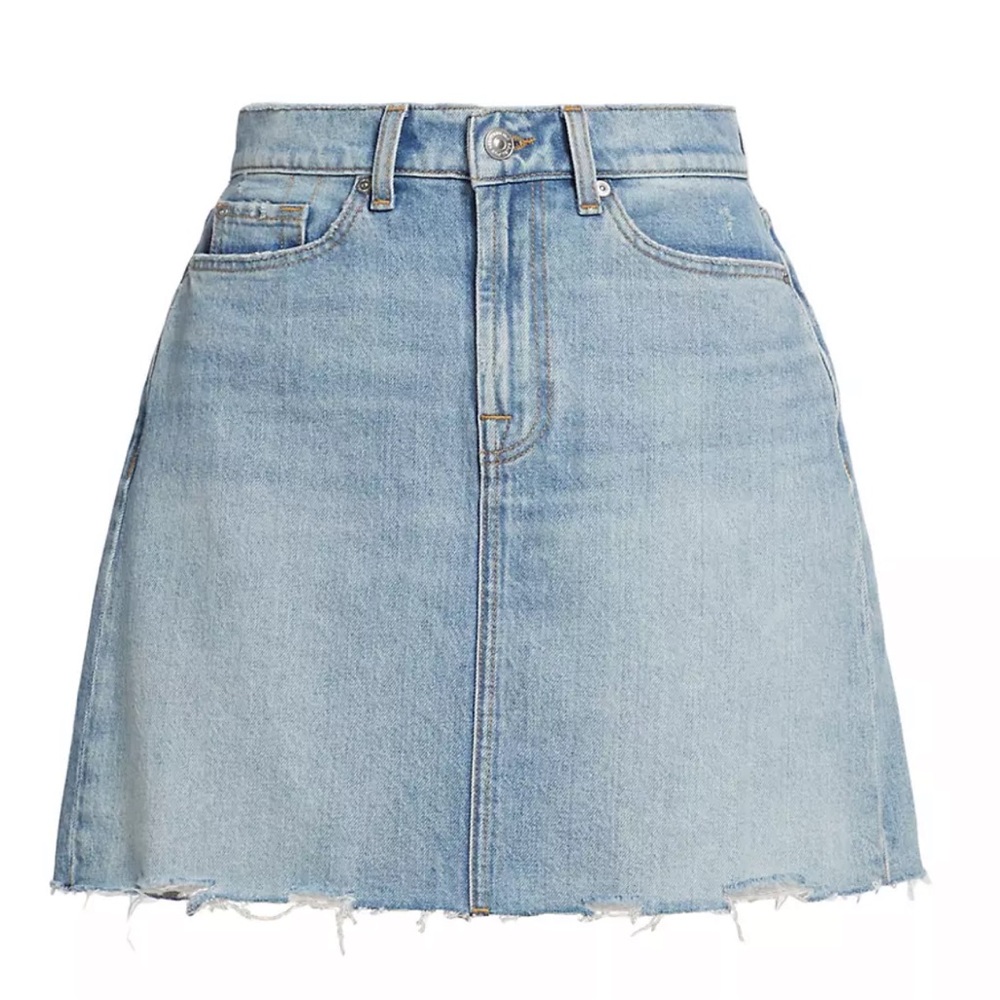 Mia Raw Denim Miniskirt in Air Wash